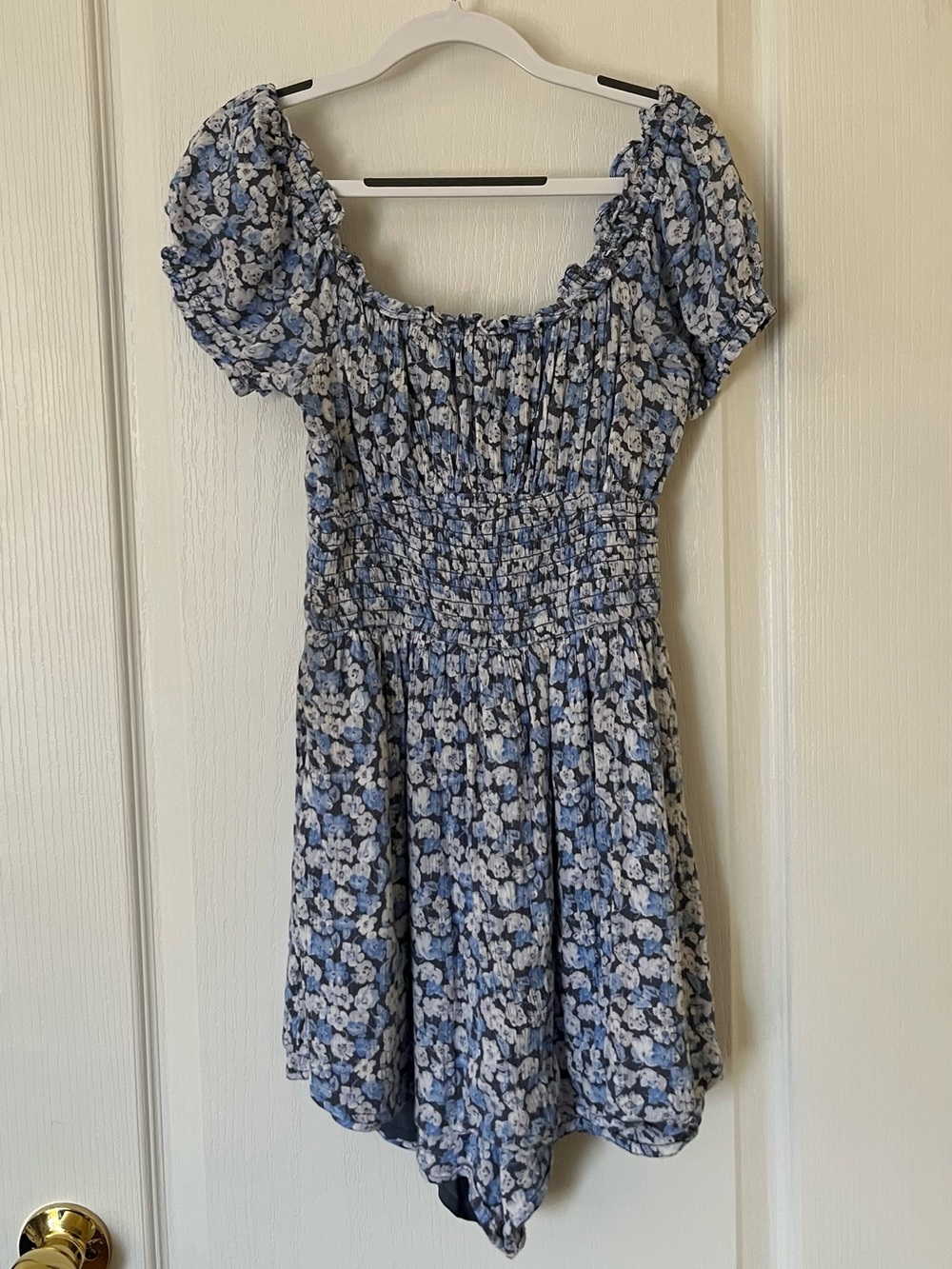 Hollister Blue Floral Smocked Mini Dress